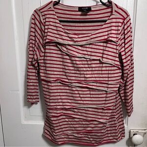⚡️ Verve Ami Red and Cream Striped 3/4 Sleeve Top